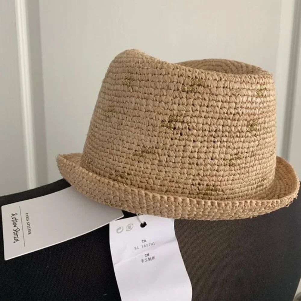 & Other Stories Shimmer Natural Gold Straw Hat 6